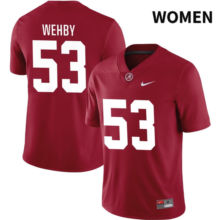 Alabama Crimson Tide Women's Kade Wehby #53 NIL Crimson 2022 NCAA Authentic Stitched College Football Jersey TM16G70TO